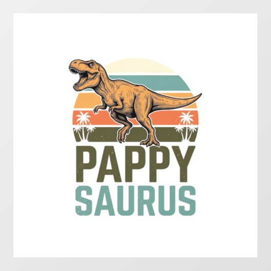 Pappysaurus Grappige Dinosaur Vintage Zonsondergan Raamsticker (Vel)