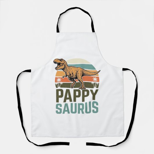 Pappysaurus Grappige Dinosaur Vintage Zonsondergan Schort (Voorkant)