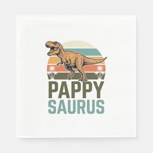 Pappysaurus Grappige Dinosaur Vintage Zonsondergan Servet (Voorkant)