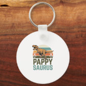 Pappysaurus Grappige Dinosaur Vintage Zonsondergan Sleutelhanger (Voorkant)
