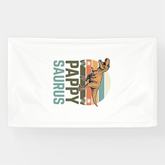 Pappysaurus Grappige Dinosaur Vintage Zonsondergan Spandoek (Horizontaal)