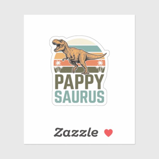 Pappysaurus Grappige Dinosaur Vintage Zonsondergan Sticker (Vel)