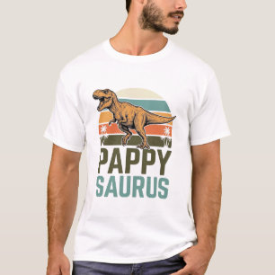 Pappysaurus Grappige Dinosaur Vintage Zonsondergan T-shirt