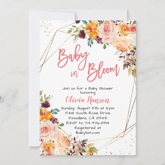 Paprika Bloemen Baby in Bloom Baby shower Kaart (Voorkant)