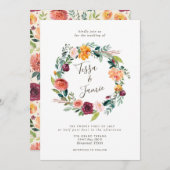 Paprika Bourgondië Bloemenkrans Trouwkaart Kaart (Voorkant / Achterkant)