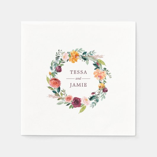 Paprika Burgundy Flora Persoonlijk Napkin Servet (Voorkant)