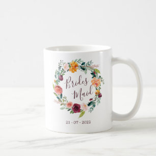 Paprika Burgundy Floral Bridesmaid Wedding Mok
