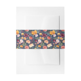 Paprika Burgundy Floral Invitation Belly Band Uitnodigingen Wikkel