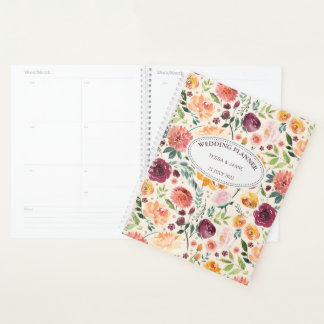 Paprika Burgundy Floral Personalized Planner