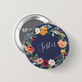 Paprika Burgundy Floral Sister Girl Button (Voorkant /achterkant)