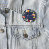 Paprika Burgundy Floral Sister Girl Button (In situ)