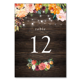 Paprika Burgundy Floral Table Number Kaart