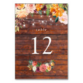 Paprika Burgundy Floral Table Number Kaart (Achterkant)