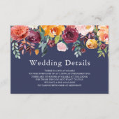 Paprika Burgundy Floral Wedding Details Kaart (Voorkant)