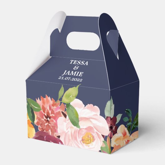 Paprika Burgundy Floral Wedding Favor Box Bedankdoosjes (Voorkant Zijde)