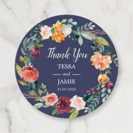 Paprika Burgundy Floral Wedding Favor Labels