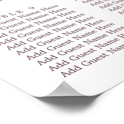 Paprika Burgundy Floral Wedding Seating Chart Poster (Hoek)