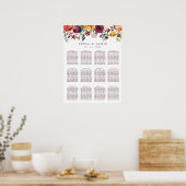 Paprika Burgundy Floral Wedding Seating Chart Poster (Keuken)
