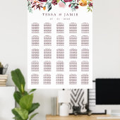 Paprika Burgundy Floral Wedding XL Seating Chart Poster (Thuiskantoor)