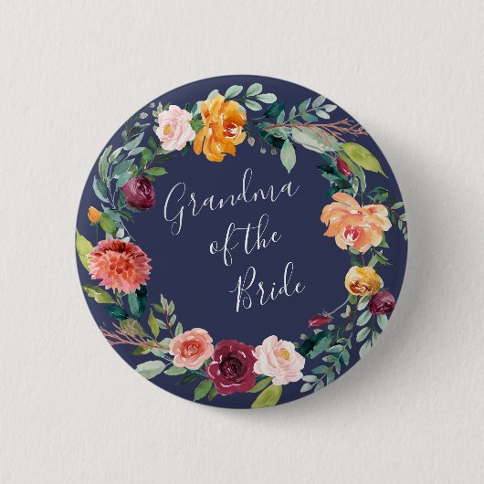 Paprika Floral Grandma van de Bride Button (Voorkant)