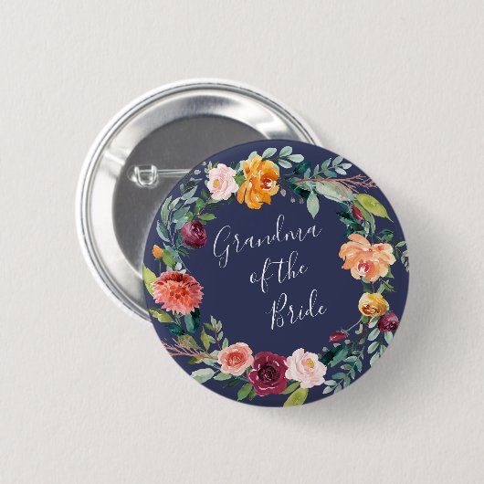 Paprika Floral Grandma van de Bride Button (Voorkant /achterkant)