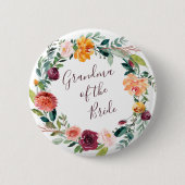 Paprika Floral Grandma van de Bride Button (Voorkant)