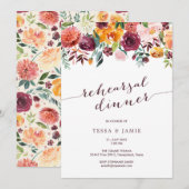 Paprika Floral repesal Dinner Invitation Kaart (Voorkant / Achterkant)