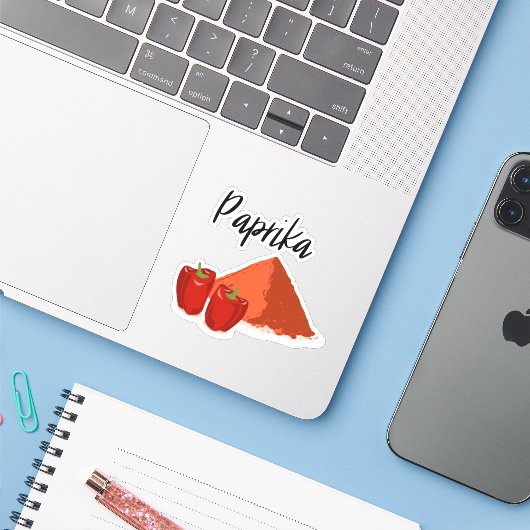 Paprika Spice Jar Sticker (Laptop met iPhone)