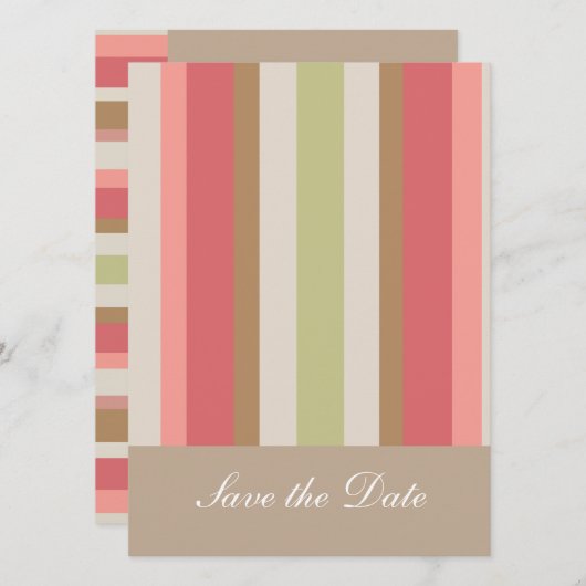 Paprika-streepjespatroon Save The Date (Voorkant / Achterkant)