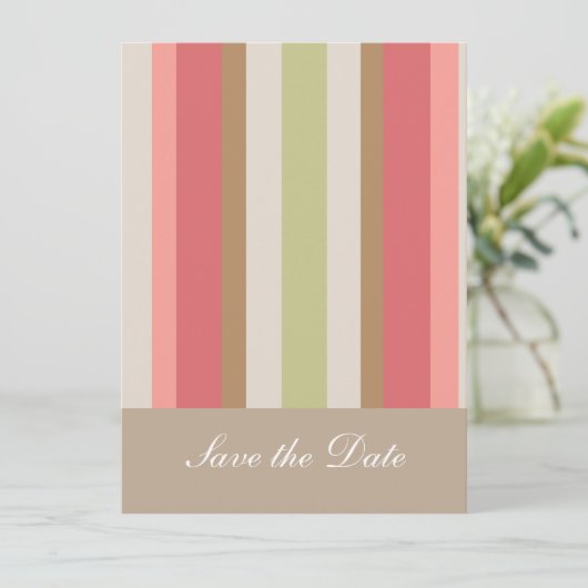 Paprika-streepjespatroon Save The Date (Staand voorkant)