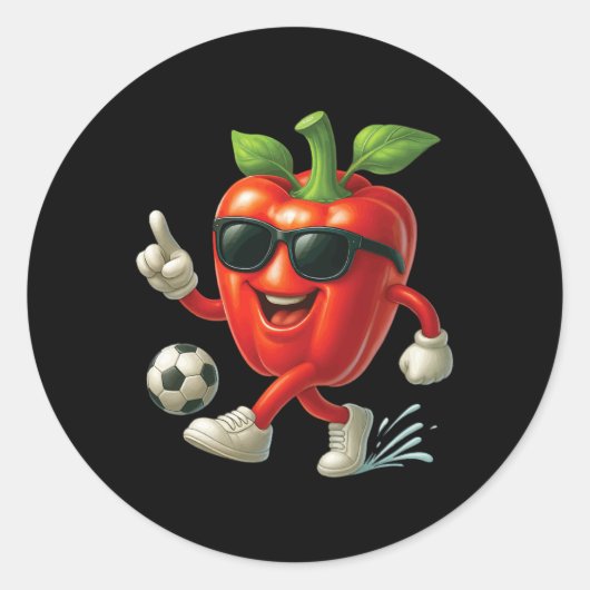 Paprika Voetbal  Ronde Sticker (Voorkant)