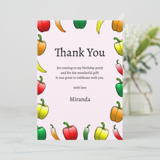 Paprika's en lange paprika's bedankkaart (Staand voorkant)