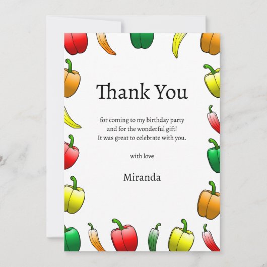 Paprika's en lange paprika's bedankkaart (Voorkant)