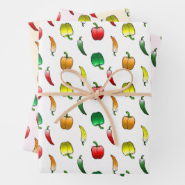 Paprika's en lange paprika's inpakpapier vel