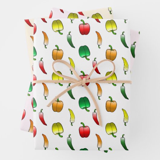 Paprika's en lange paprika's inpakpapier vel (In situ)