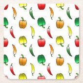 Paprika's en lange paprika's kartonnen onderzetters (Voorkant)