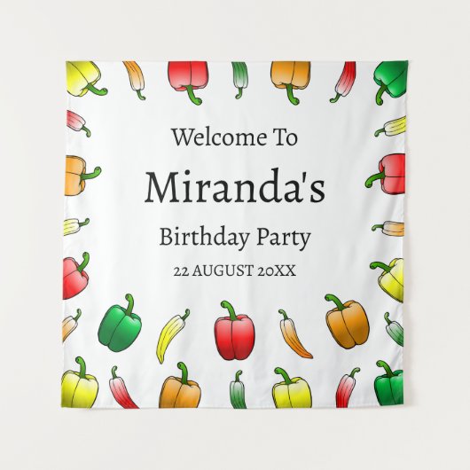 Paprika's en lange paprika's wandkleed (Voorkant)