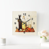 Paprika's, knoflook- en kookolie vierkante klok (Huis)