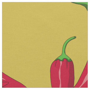 Paprika's, rode paprika's, peper op goudweefsel stof
