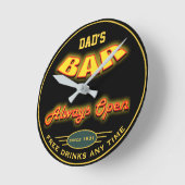 Pap's Bar Yellow Red Neon Kijk elke datum Ronde Klok (Hoek)