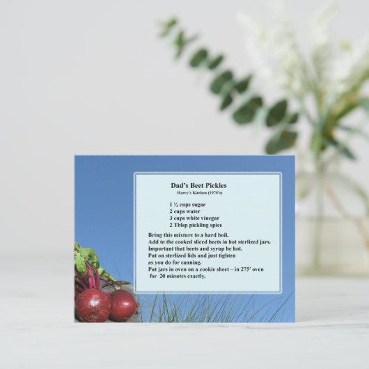 Pap's Beet Pickles Recipe Briefkaart (Staand voorkant)