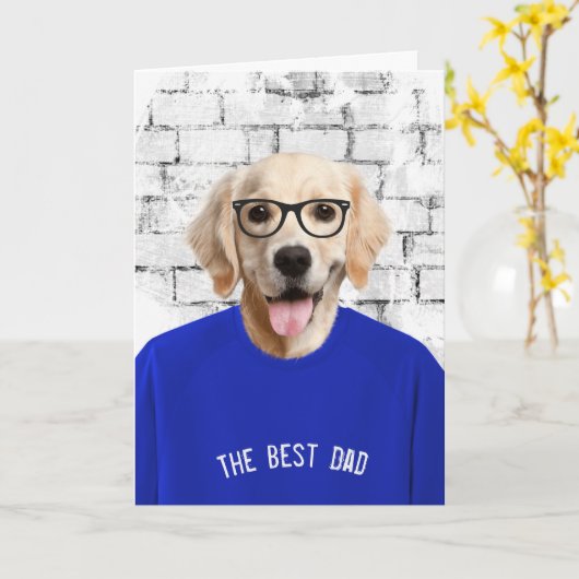 Pap's Birthday Golden Retriever op T-shirt kaart (Gele Bloem)