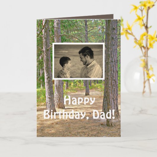 Pap's Birthday, Rustic, Forest Hiking Photo Card Kaart (Gele Bloem)