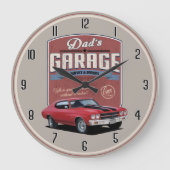 Pap's Chevelle Garage Large Clock Grote Klok (Voorkant)