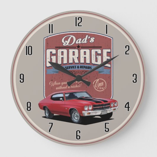 Pap's Chevelle Garage Large Clock Grote Klok (Voorkant)