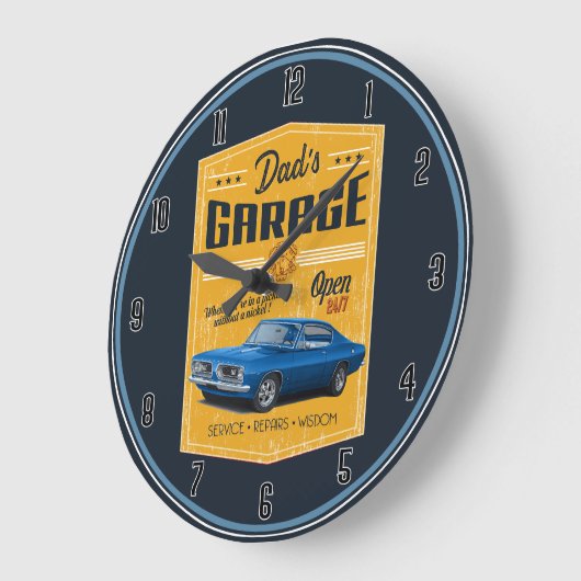 Pap's Cuda Garage Large Clock Grote Klok (Hoek)