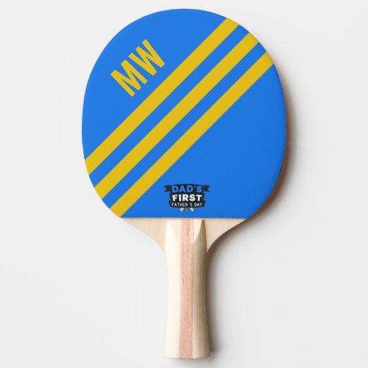 Pap's eerste Vaderdag Blue Ping Pong Paddle Tafeltennisbatje (Voorkant)