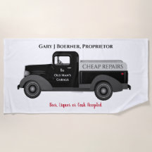 Pap's Funny Beach Towel Garage Truck Beer Wine Cas