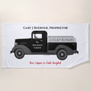 Pap's Funny Beach Towel Garage Truck Beer Wine Cas Strandlaken