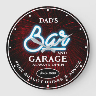 Pap's Garage Bar Elke naam altijd openen Slogan Grote Klok